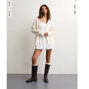 *American Eagle Chenille Beige Cardigan Sweater